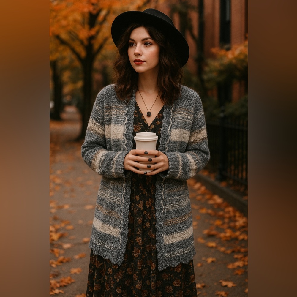 Striped Gray Women's Sweater